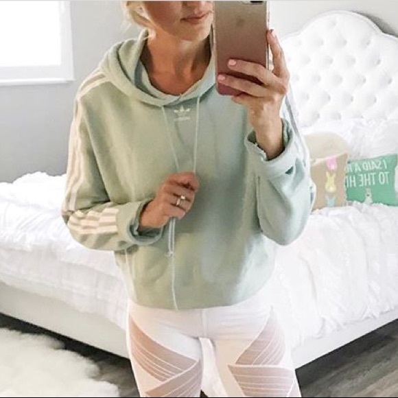 adidas Tops - Adidas cropped light green hoodie